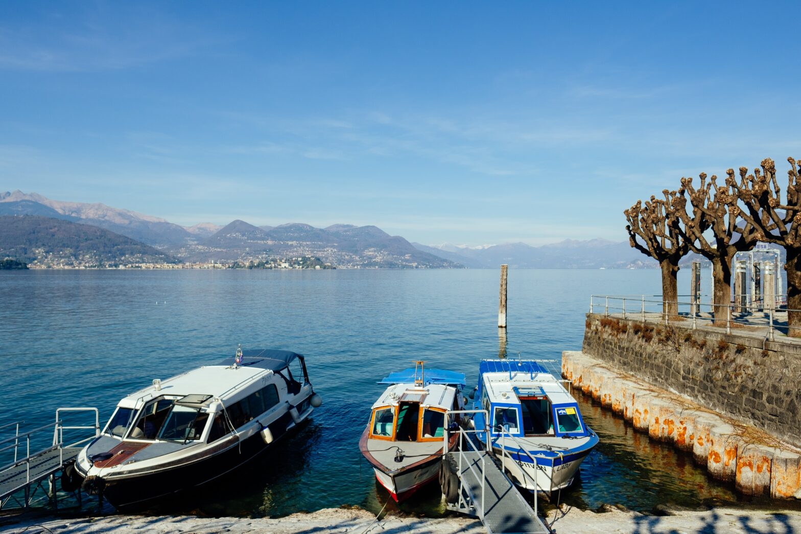 boats on Lake Orta in Italy