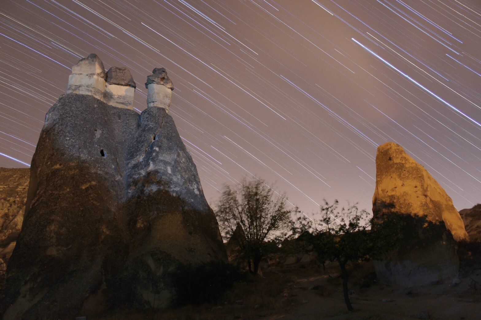 meteor shower at night