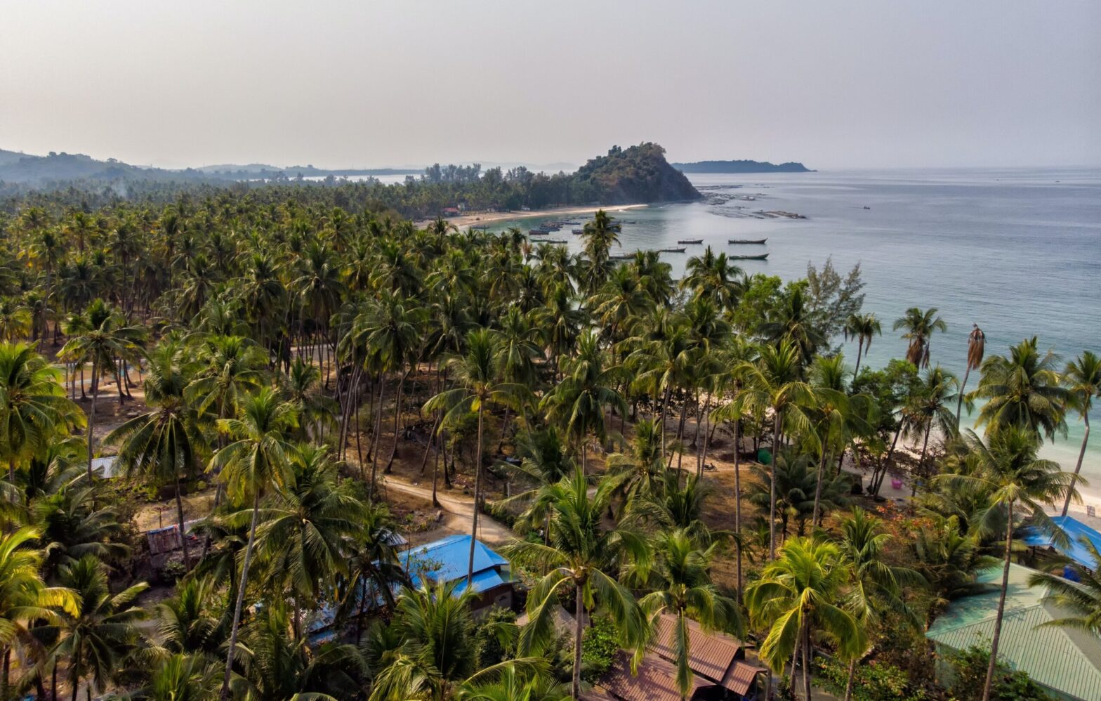 aerial view of land and sea in Myanmar