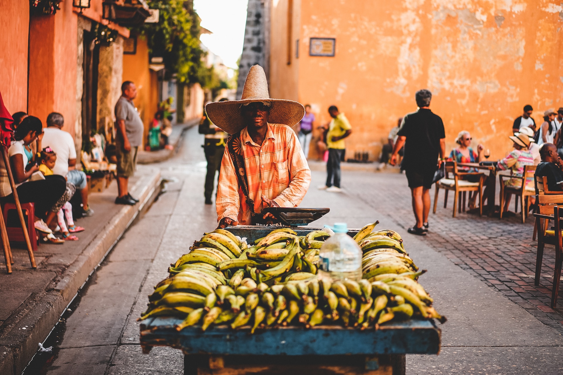 Bustling street in Colombia