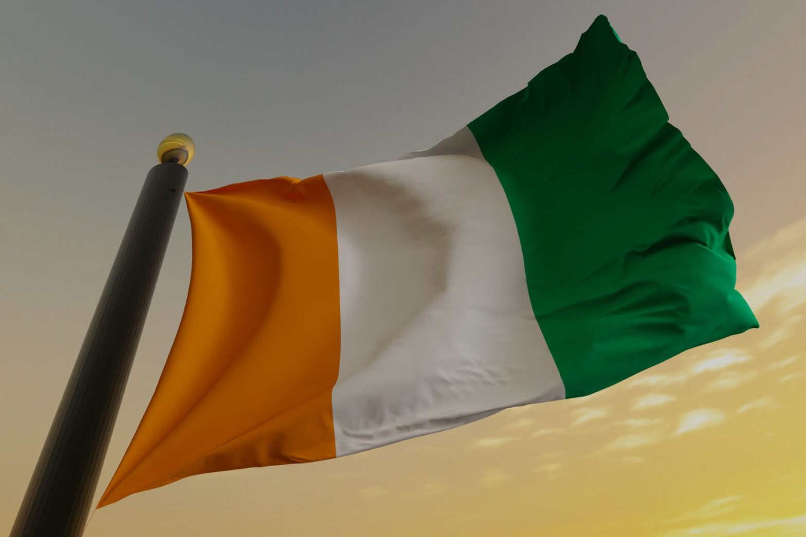 Ivory Coast flag waving in the air