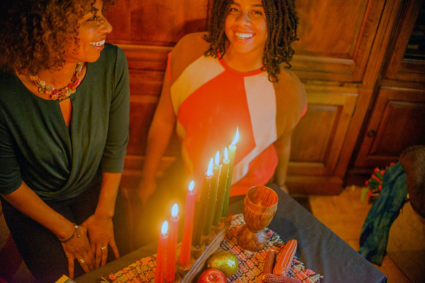 family happy during Kwanzaa celebration