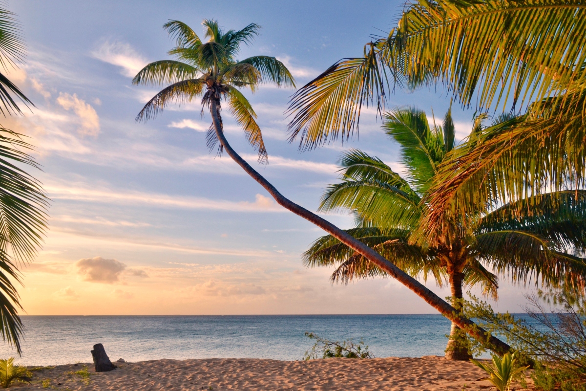 Sunset at the beach in Uoleva, Haapai Islands, Tonga, Pacific Island