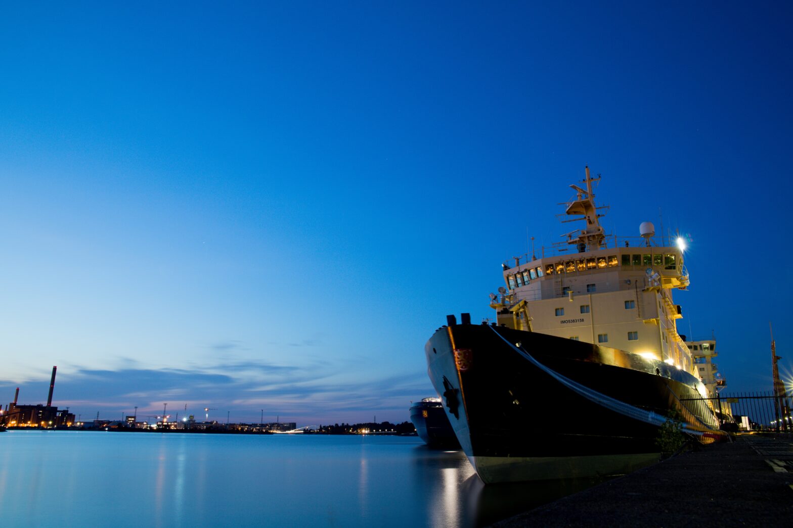 cruise ship at sunet