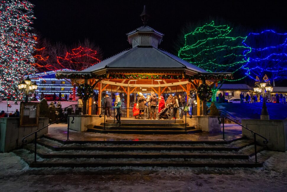 Leavenworth is a village in Washington that is the perfect destination for a holiday vacation. Check out what there is to do and why the town is significant. pictured: the Leavenworth gazebo hosting Christmas events