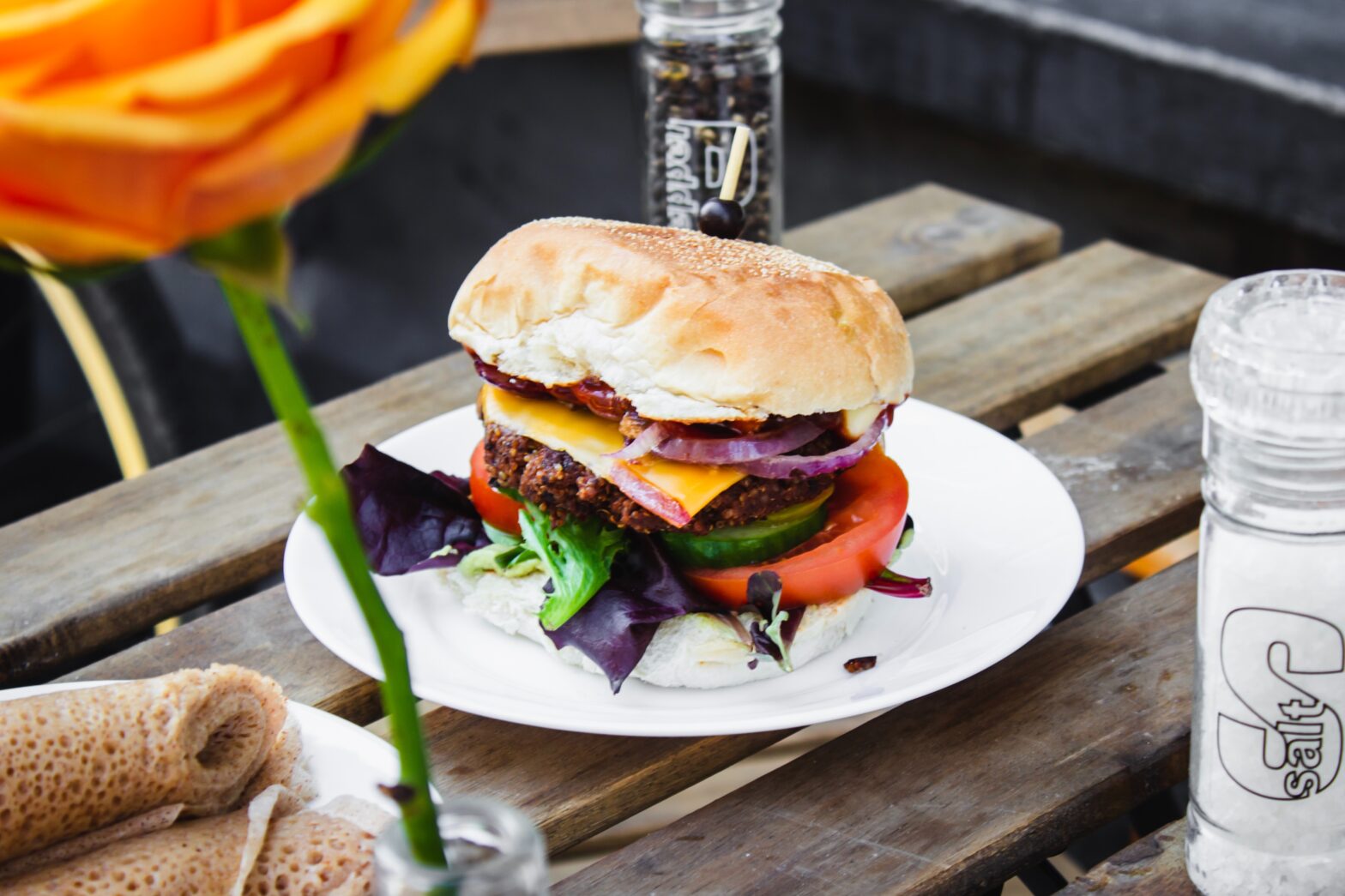 burger on a plate