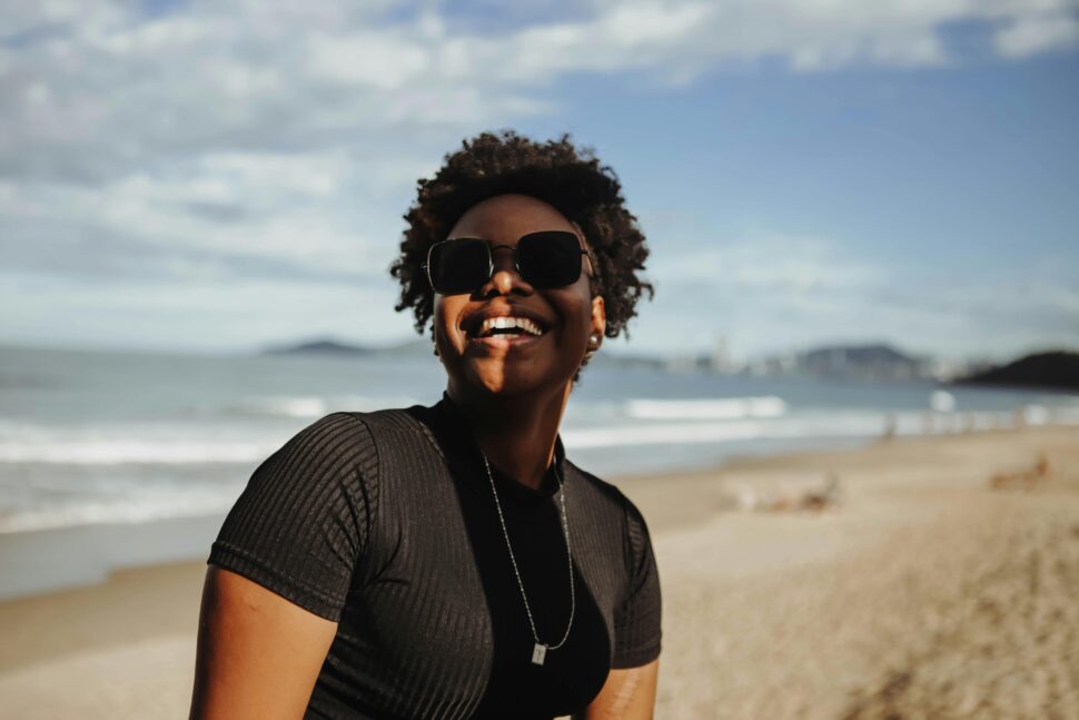 Black woman at beach 