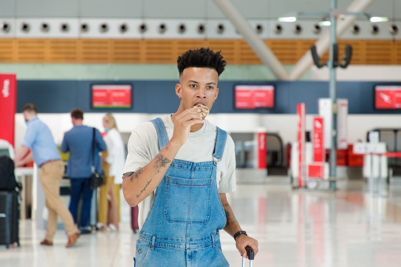 man walking in airport