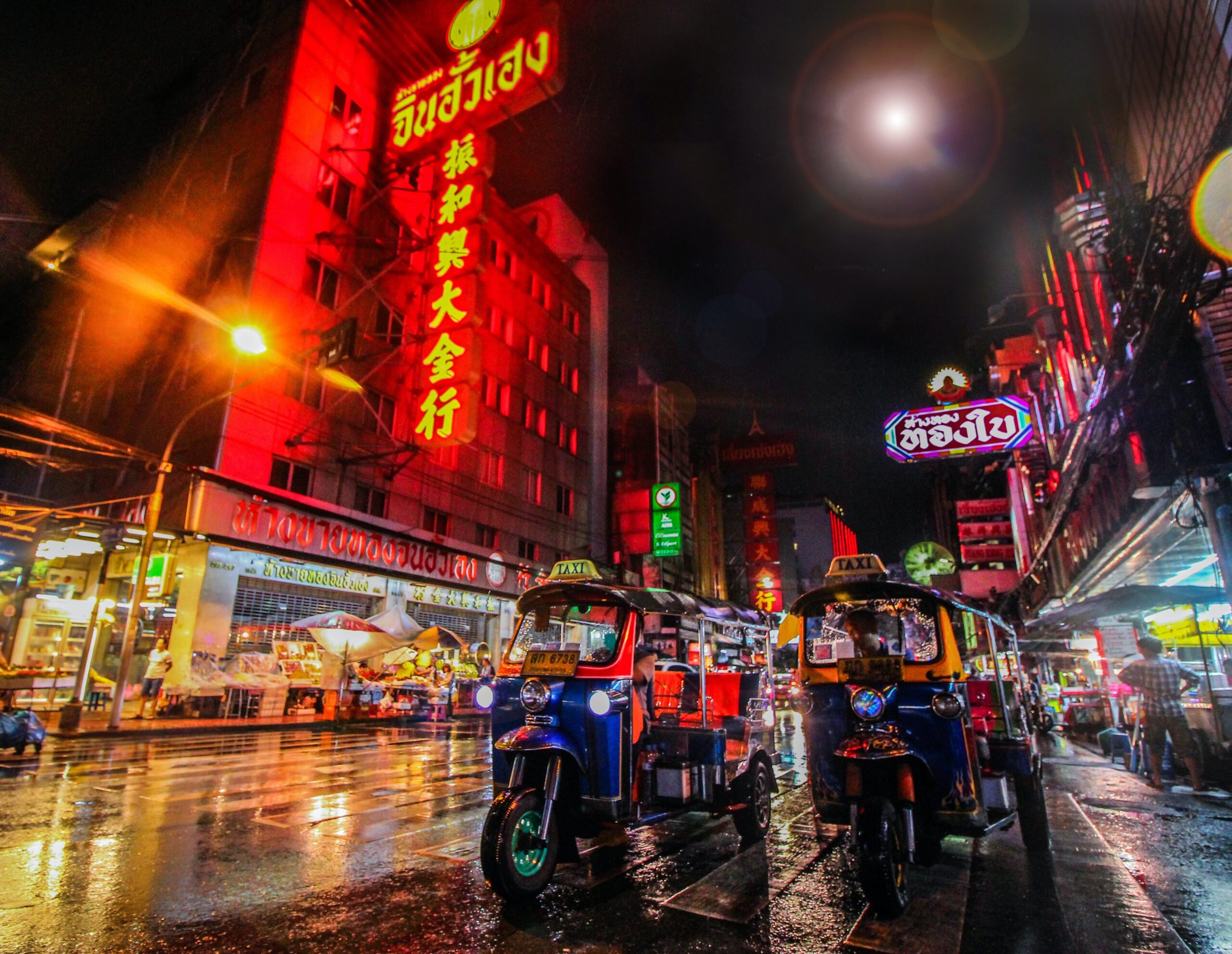 These areas of Thailand are the best places for tourists to stay. 
Pictured: Central Bangkok on a rainy day 