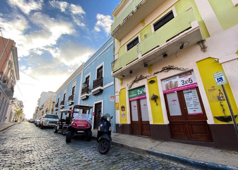 exterior of La Sombrilla Rosa gay bar in Puerto Rico