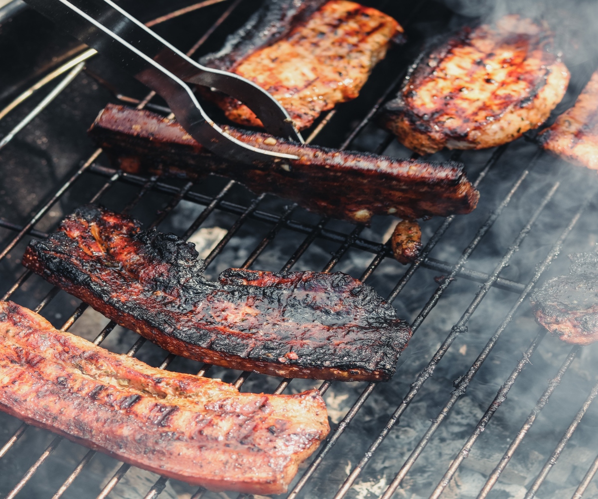 Meat being grilled on barbecue