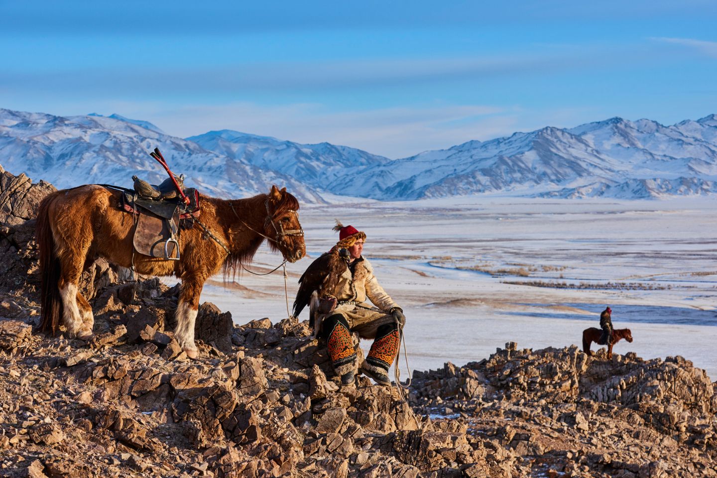 Kazakh eagle hunter in Mongolia