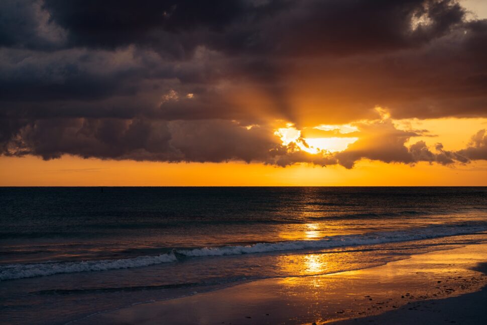 Late Spring Sunset after a light rainstorm on the beach