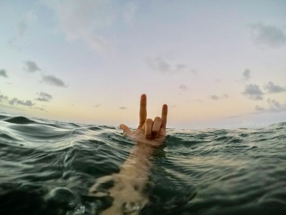 "Love" in ASL in the ocean 