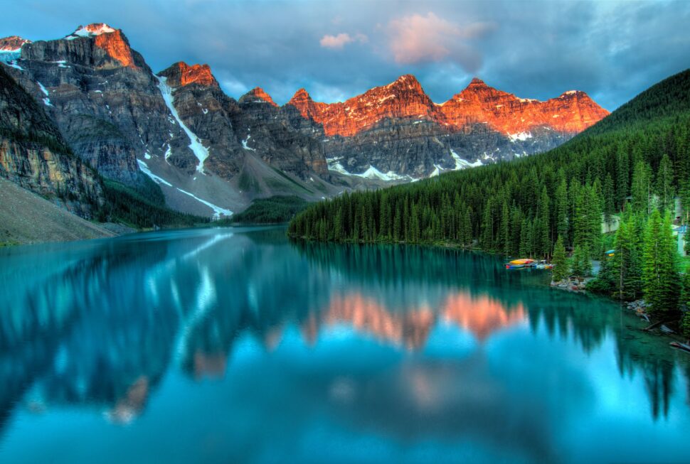 mountain by a lake