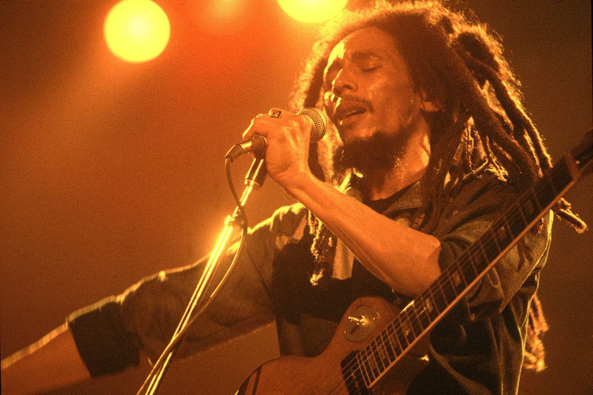 Bob Marley performing on stage