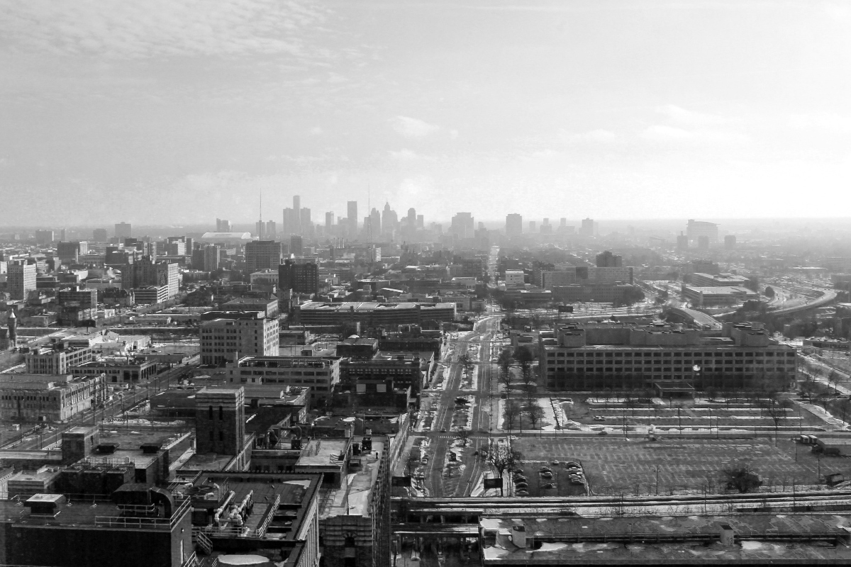 Detroit skyline from a window