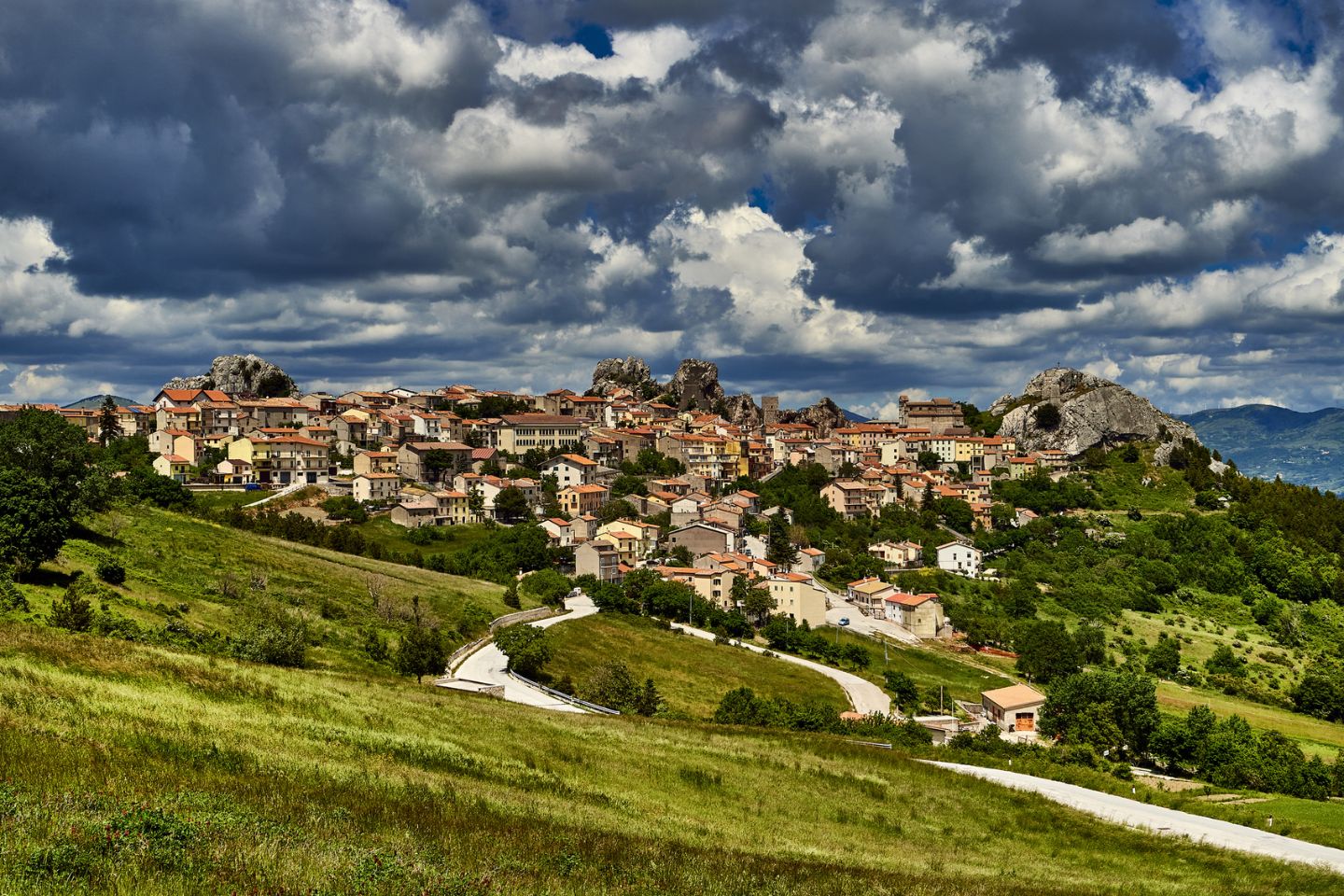 distant view of Pietracupa village in Molise, Italy