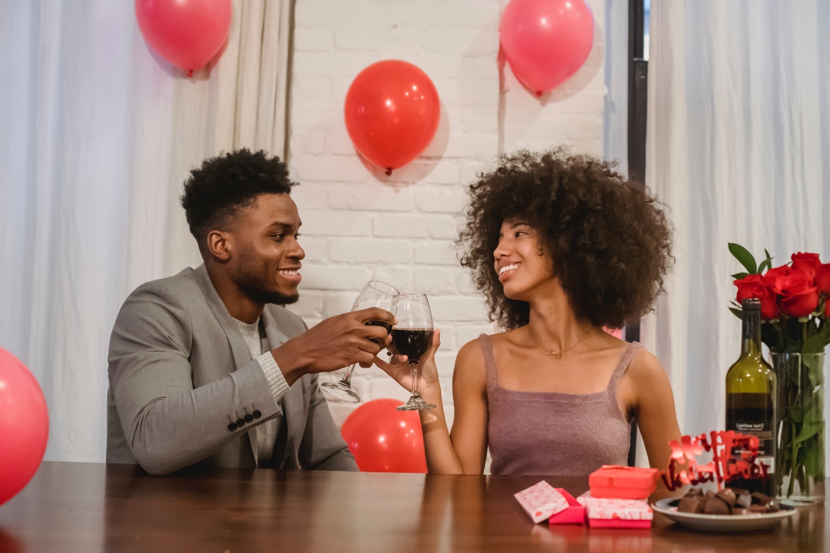 black couple having a romantic food tour