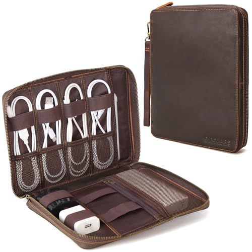 Polare Full Grain Leather Travel Cable Organizer