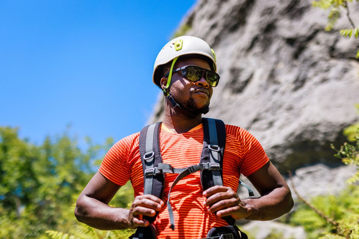 Male hiker walking in nature