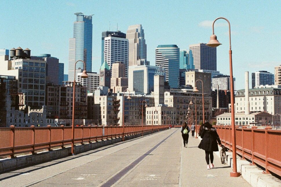 View of a bridge connected to Downtown Minneapolis, Minnesota