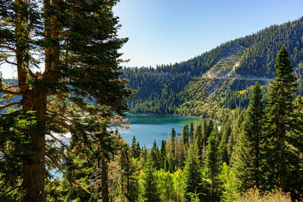 Lake Tahoe water near forest and mountains