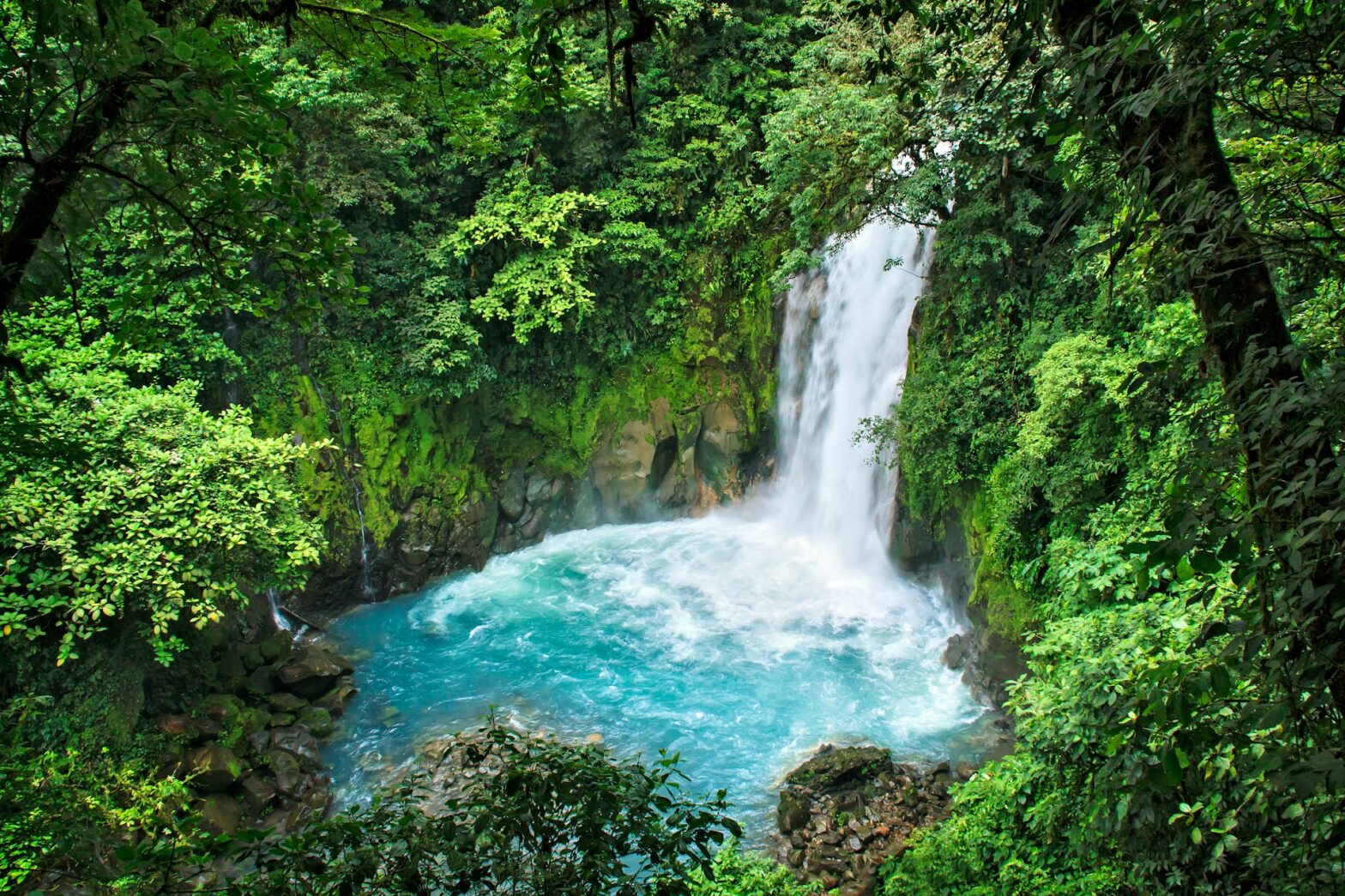 Consider trying a wellness retreat in Costa Rica. Pictured: celeste river waterfall.