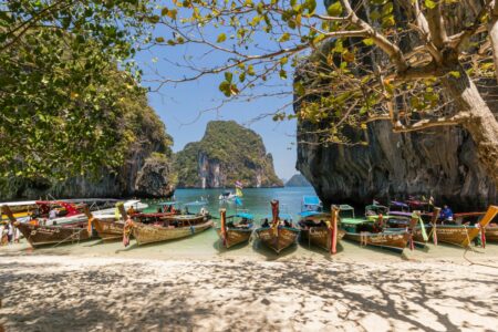 Boats on Seashore in Thailand