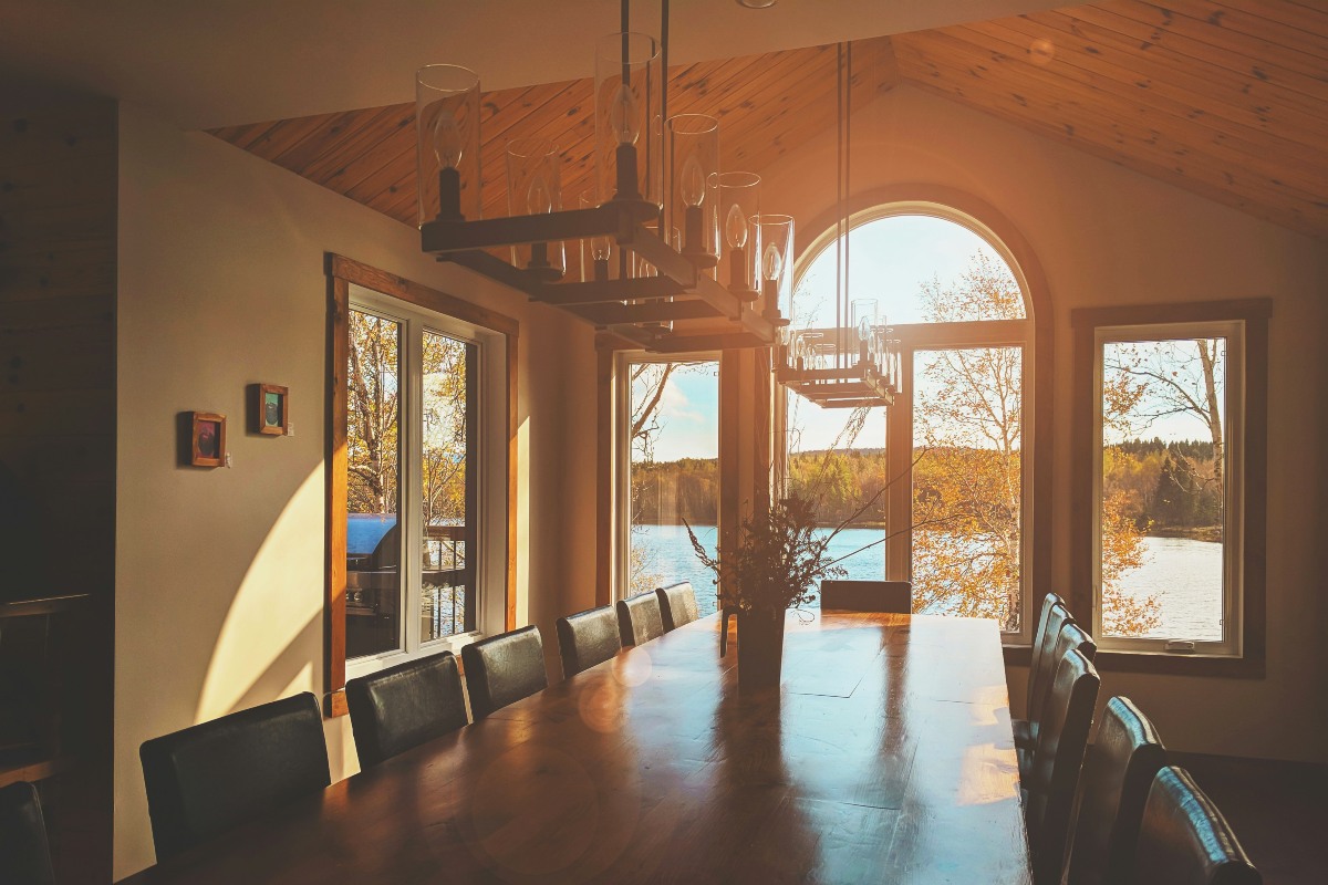 dining room of a floating Airbnb