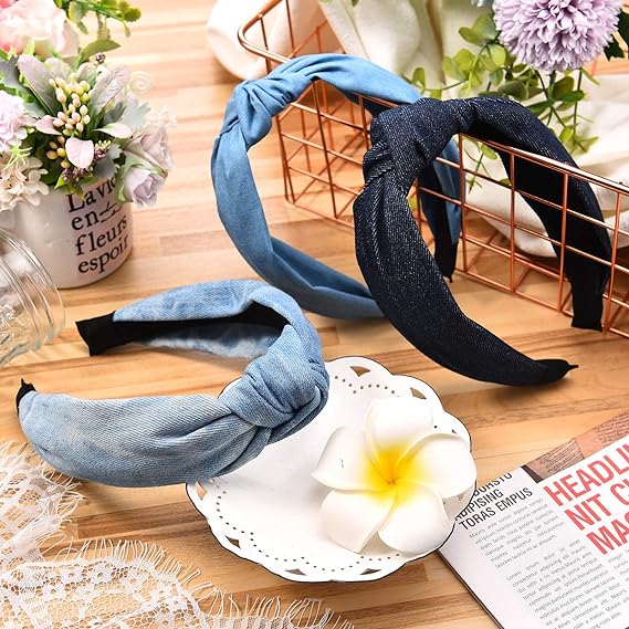 Giegxin Jean Denim Headband Knot Headband Set