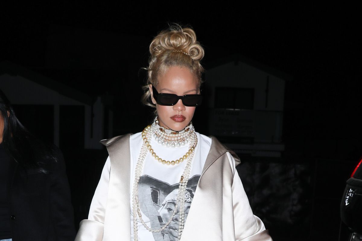 Rihanna is seen at Giorgio Baldi restaurant on April 06, 2024 in Los Angeles, California.