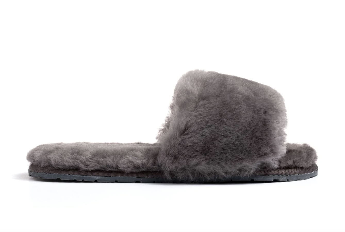 Confetti Grey Lamb Fur Slippers