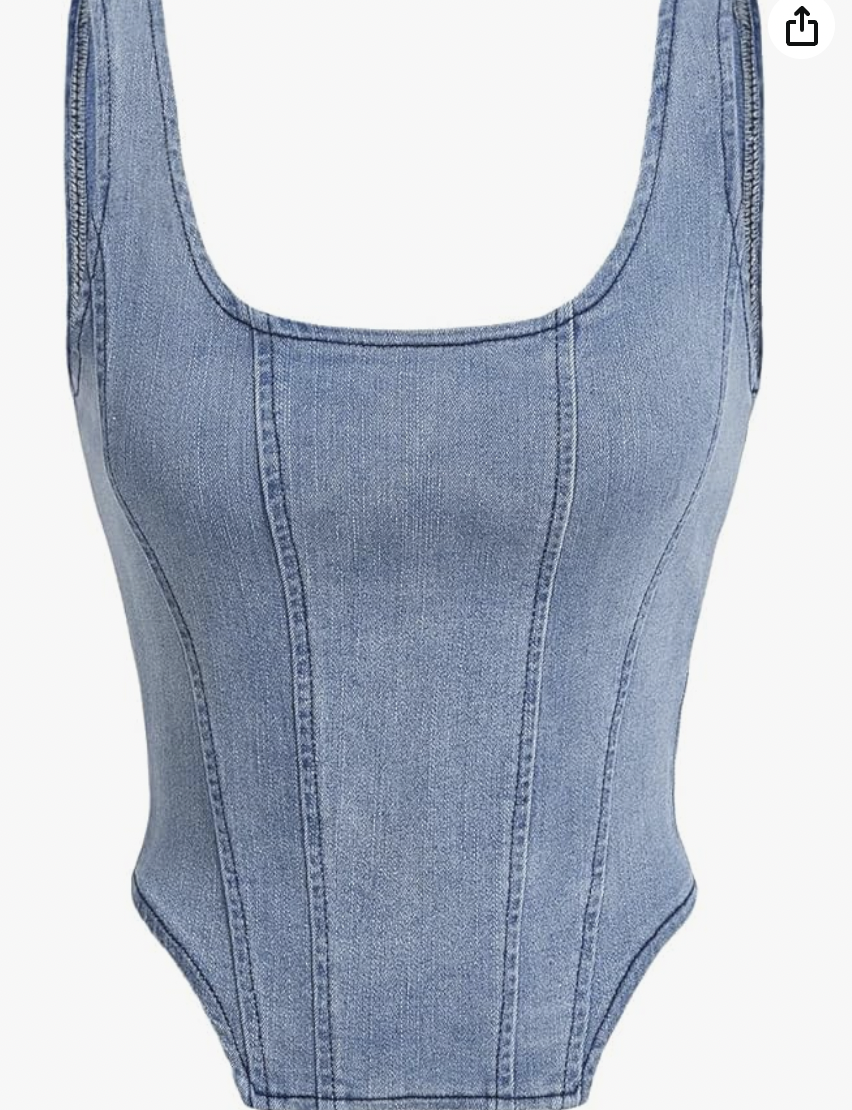 Verdusa Women's Scoop Neck Denim Crop Tank Top