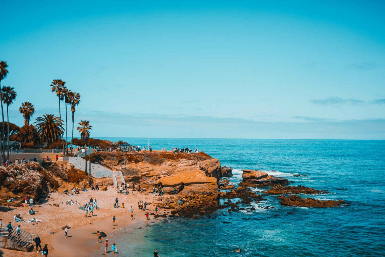 San Diego beach coastline during sunset