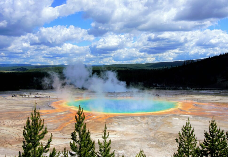 Learn about the expected traffic delays at Yellowstone National Park this summer. Pictured: the Old Faithful geyser at Yellowstone National Park