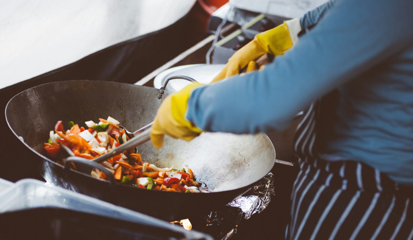 Person cooking food.