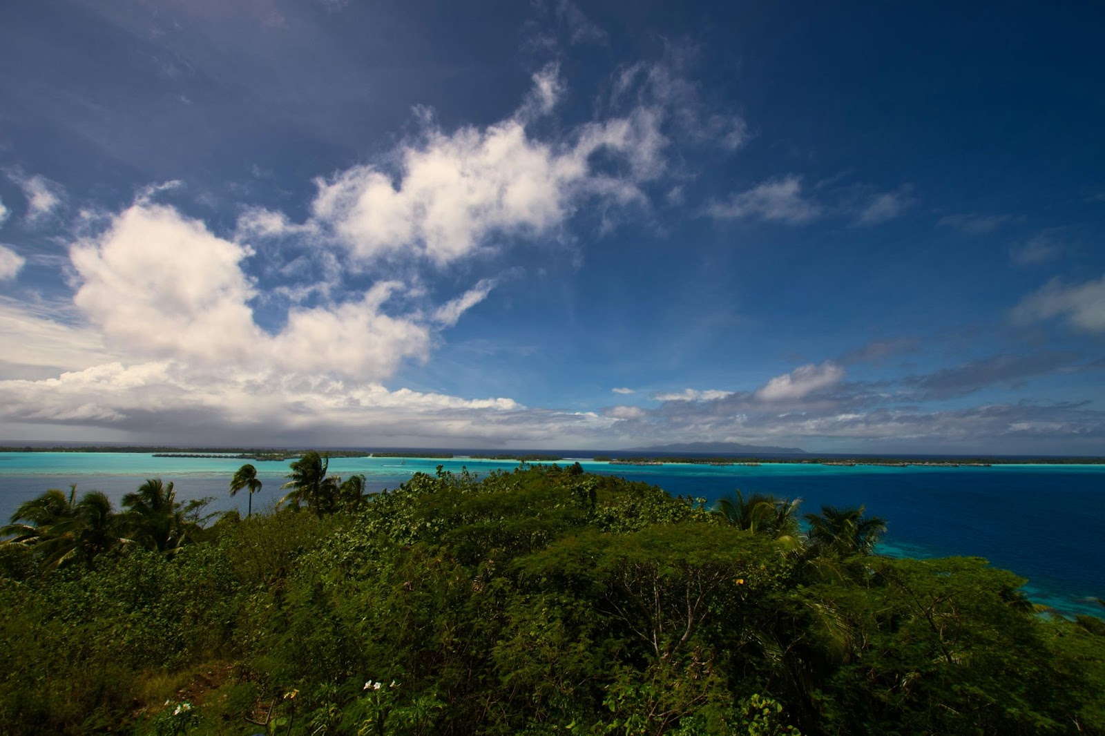 The weather is an example of a good reason to visit Bora Bora in July.
pictured: a view of the ocean from Bora Bora on a cloudy day