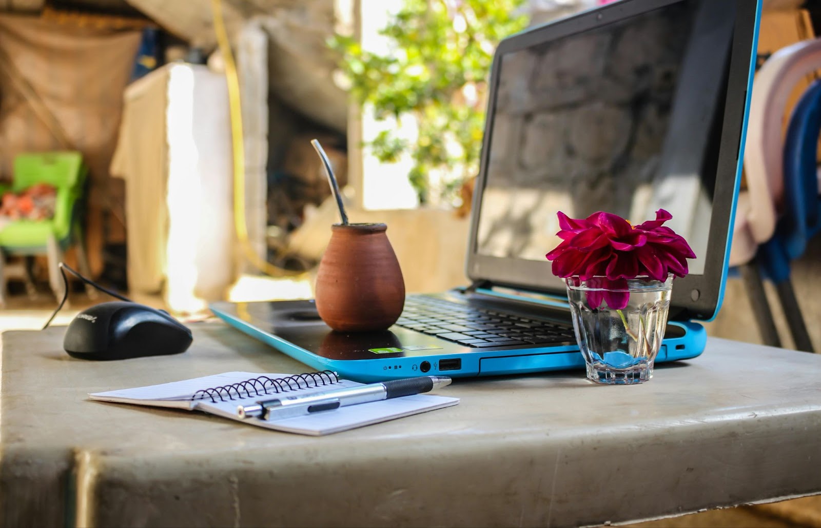 These are the top affordable cities for digital nomads. 
pictured: a digital nomads work set up