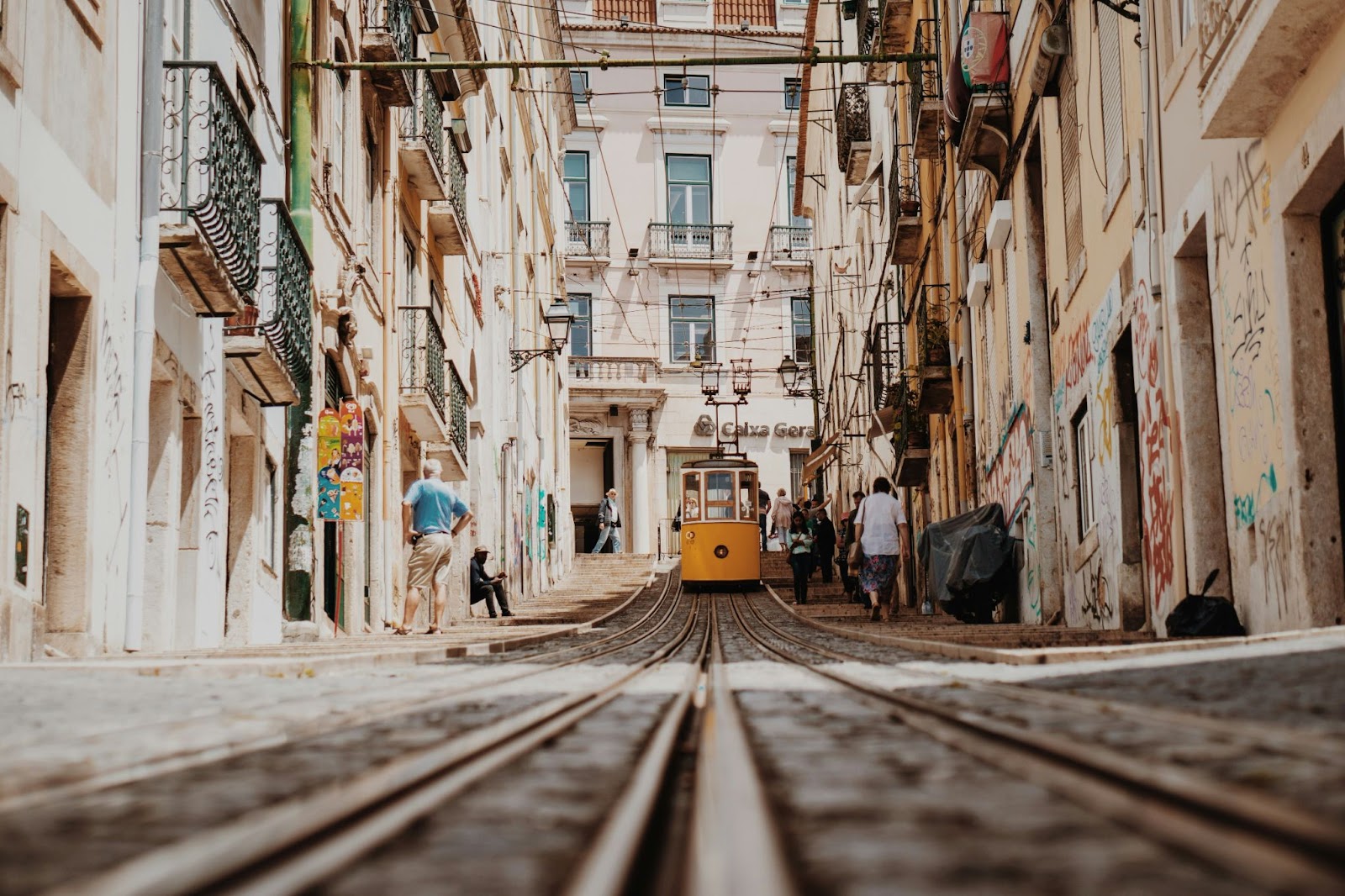 The lack of crowds and lower prices of spring make it the best time to visit Portugal. 
pictured: a nearly empty street of Portugal