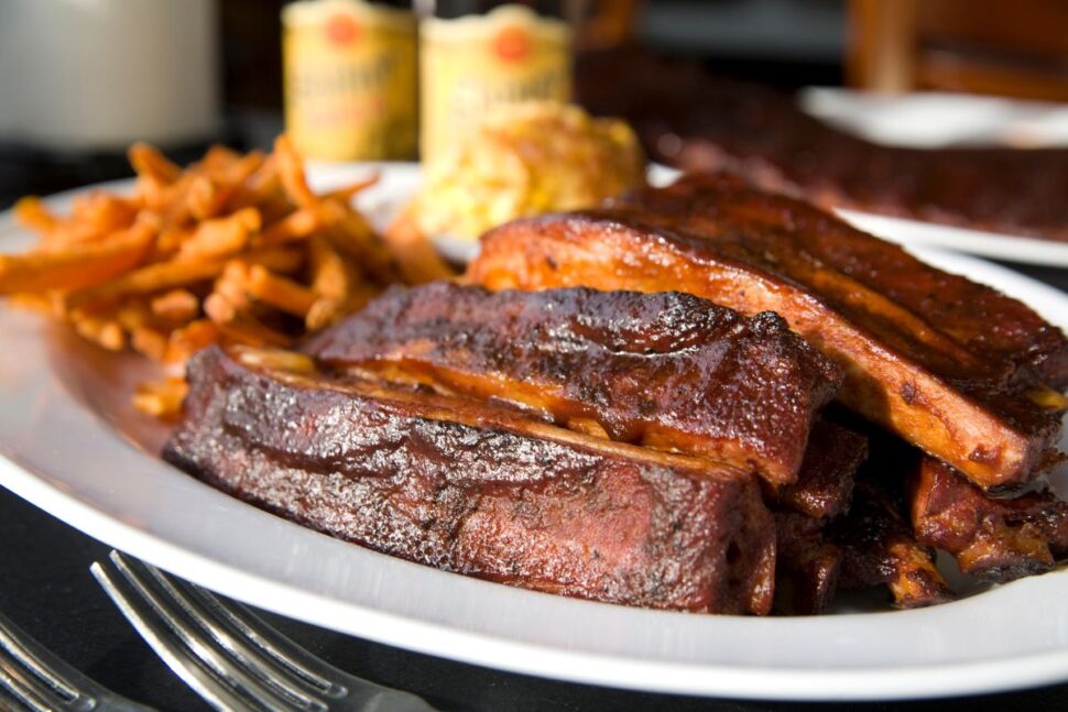 Kansas City style ribs on a plate