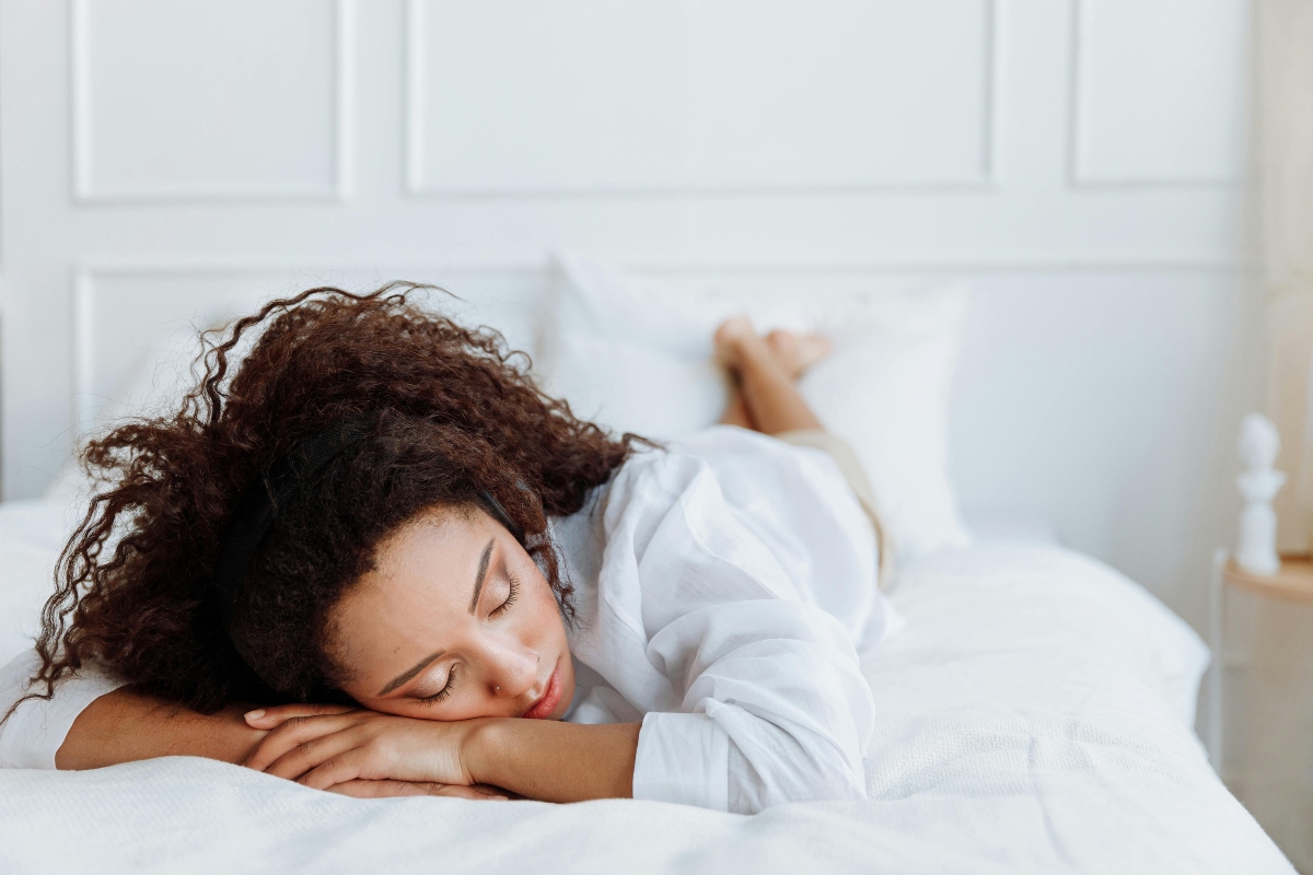 Woman Lying on Bed