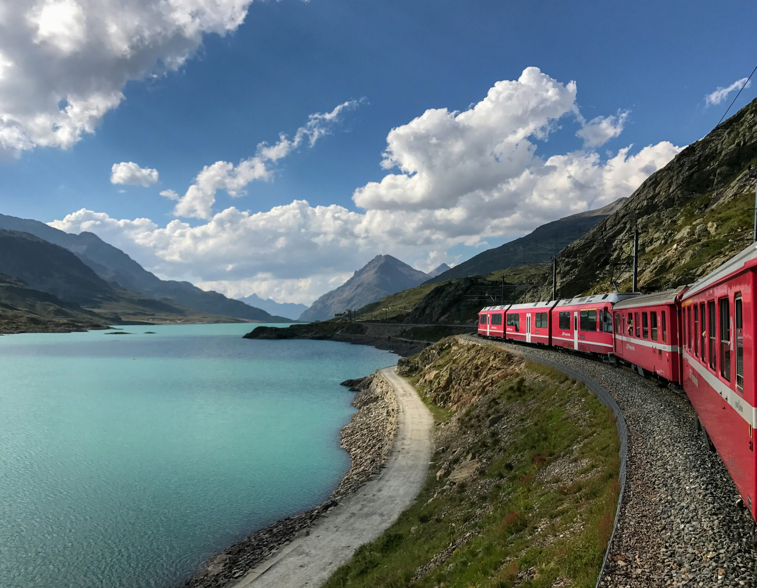 Travelers should take a fall train ride through Switzerland. 
Pictured: a train in Switzerland 