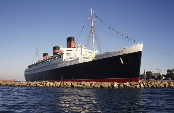 The Queen Mary docked in Long Beach, California