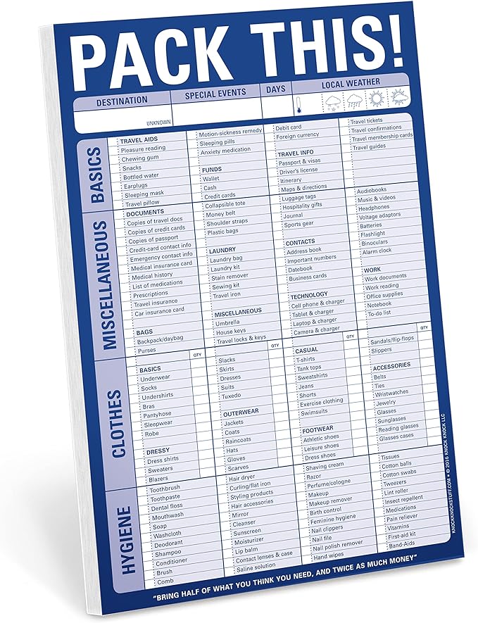 Knock Knock Packing List Notepad