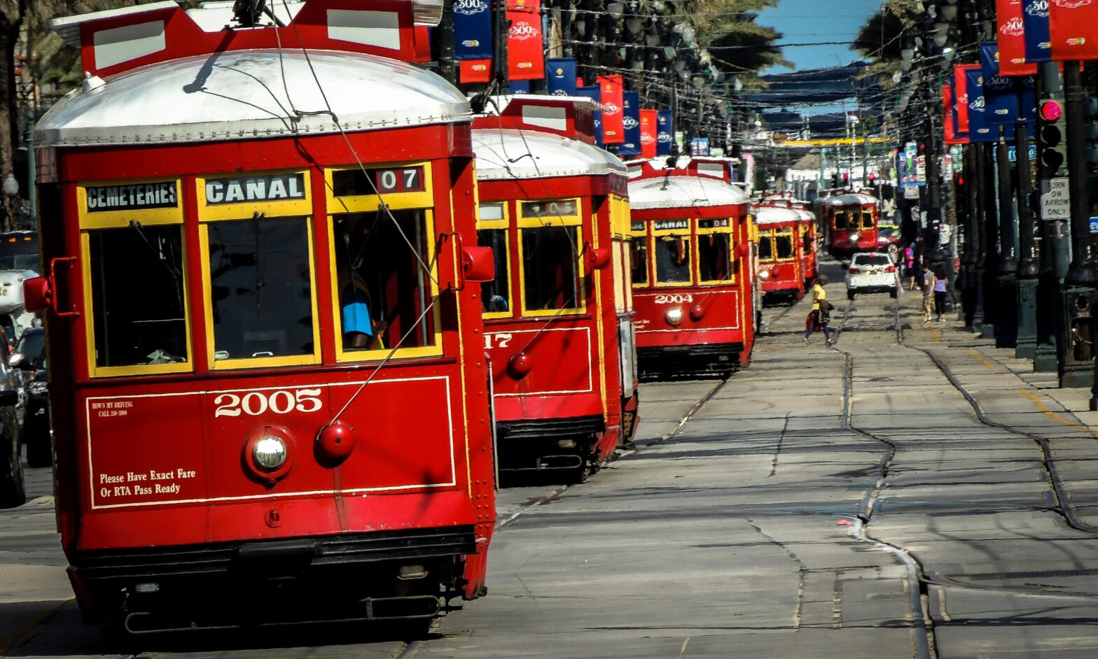 New Orleans Red Street Car on Canal Street