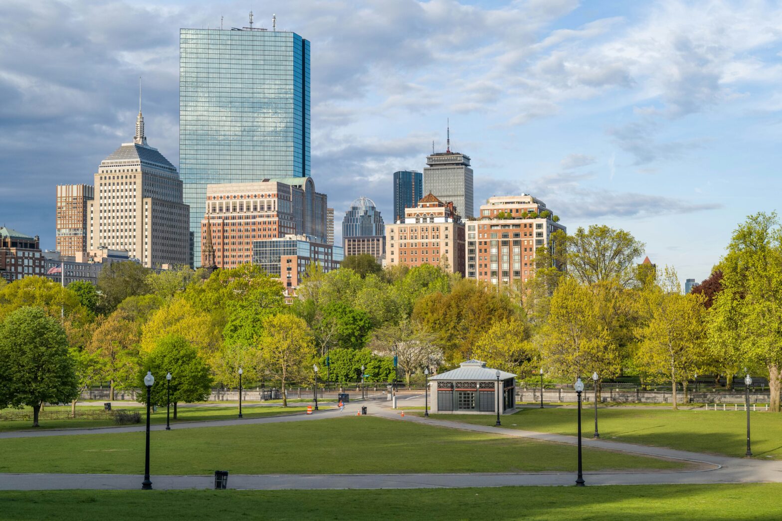 View to the Boston's Back Bay from Boston Common - Boston, Massachusetts