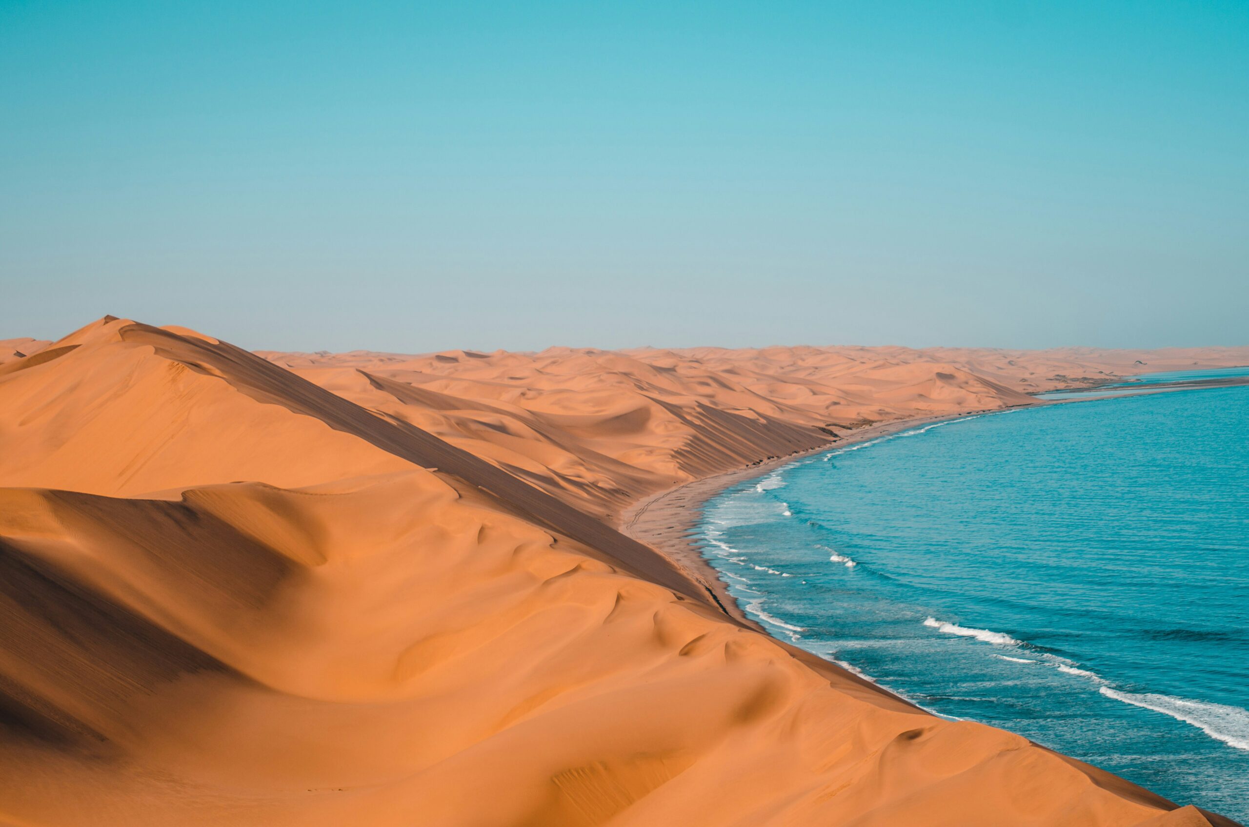 The weather in Namibia is ideal in fall. Fall is the best time to visit Namibia. 
Pictured: Namibia’s coast