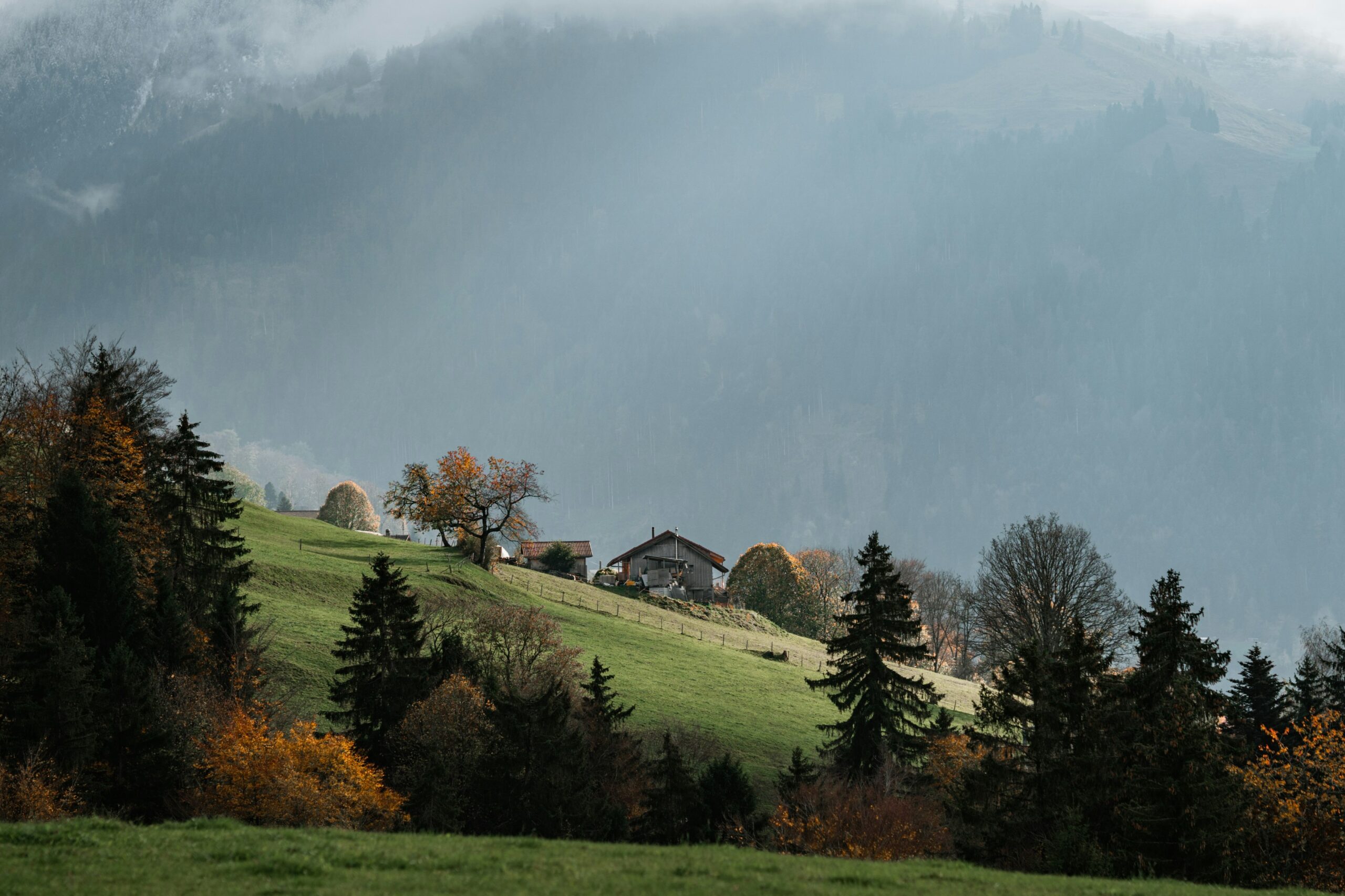 Hiking is an exciting adventure in Switzerland during the fall. 
Pictured: a hill in Switzerland 