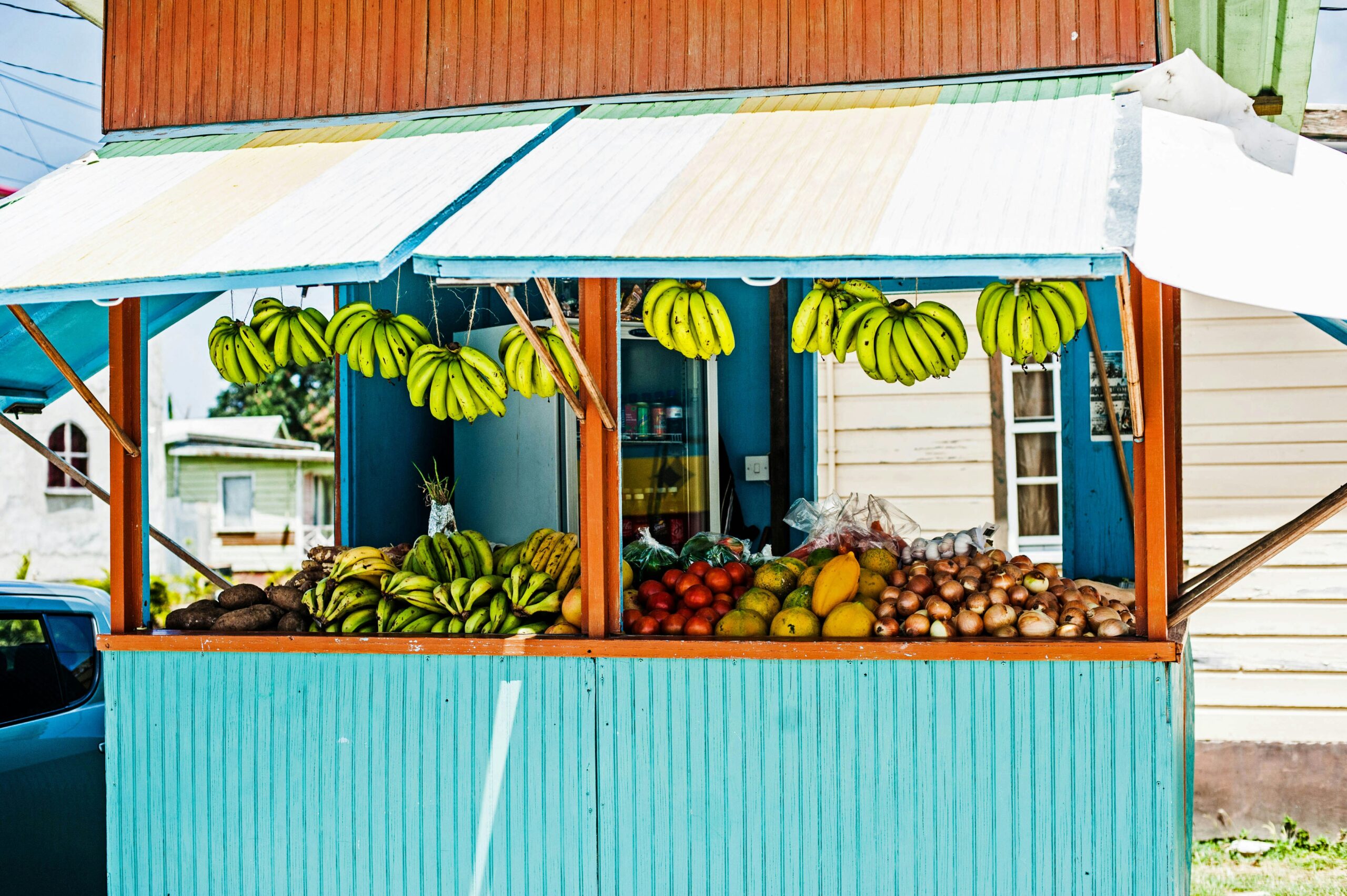 Bajan cuisine is a popular feature of the island. 
pictured: a food stand in Barbados 